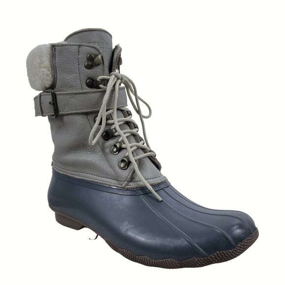 Sperry x J. Crew Shearwater Winter Duck Boots Gray Blue Size 9M - Picture 2 of 8